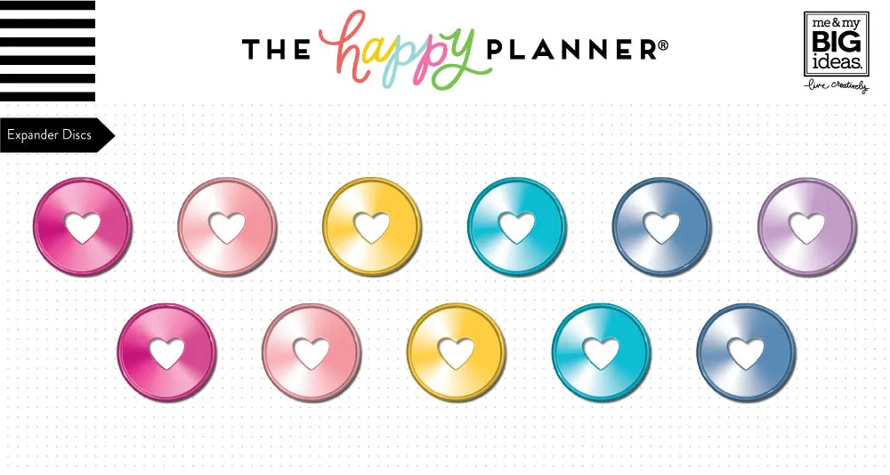 Happy Planner RIND-08 anneaux métal Rainbow 11 disques 44 mm