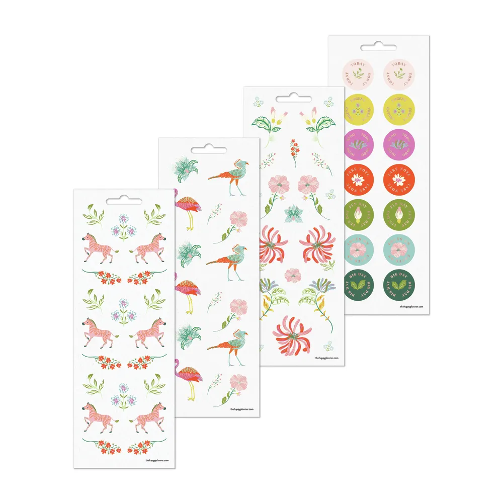 Happy Planner Lush Linens stickers 8 planches botanique