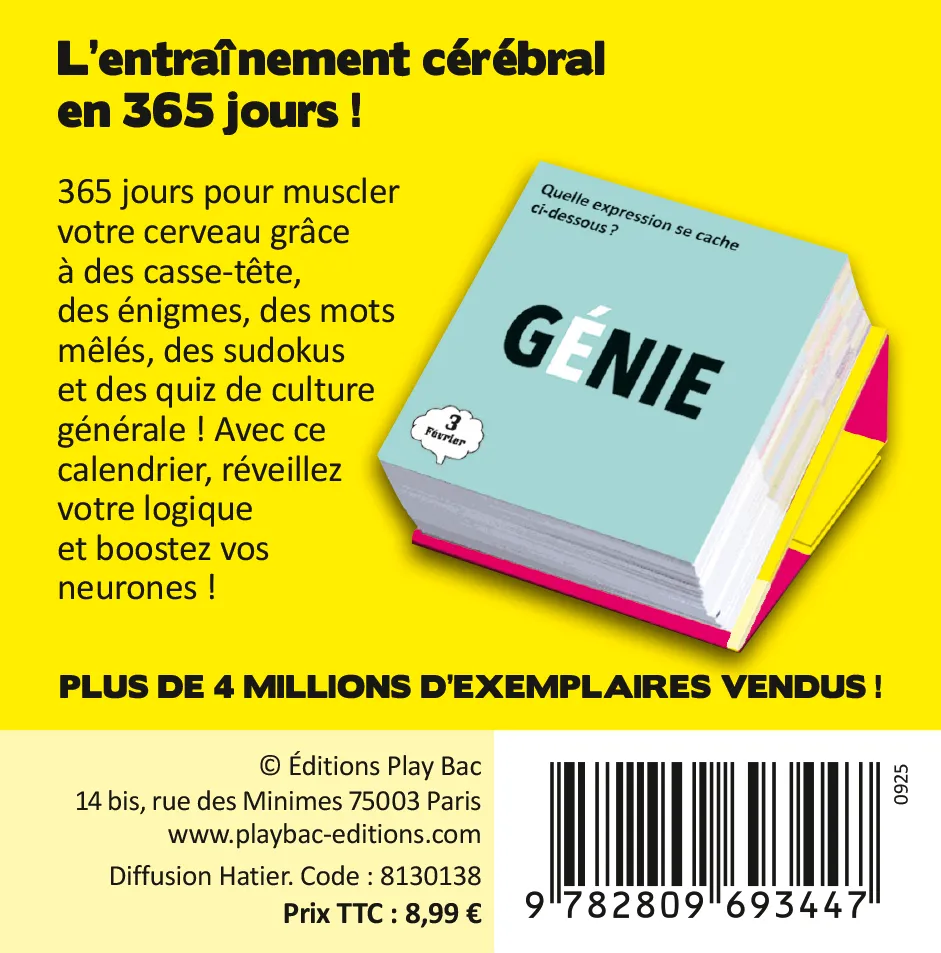 Frigobloc Mini calendrier 365 jours muscler cerveau énigmes