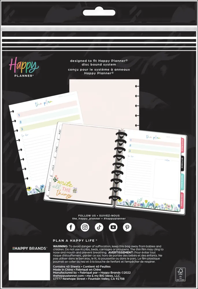 Happy Planner Classic Squad Goals recharge papier 40 feuilles ligné