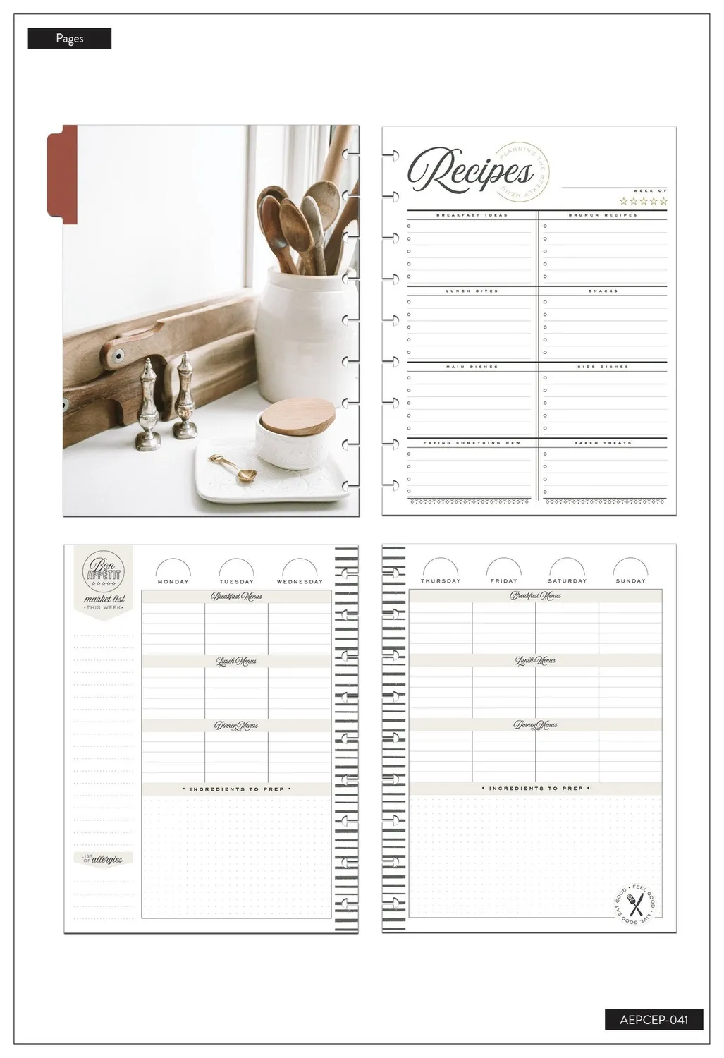 Happy Planner Southern Farmhouse extension menus Classic