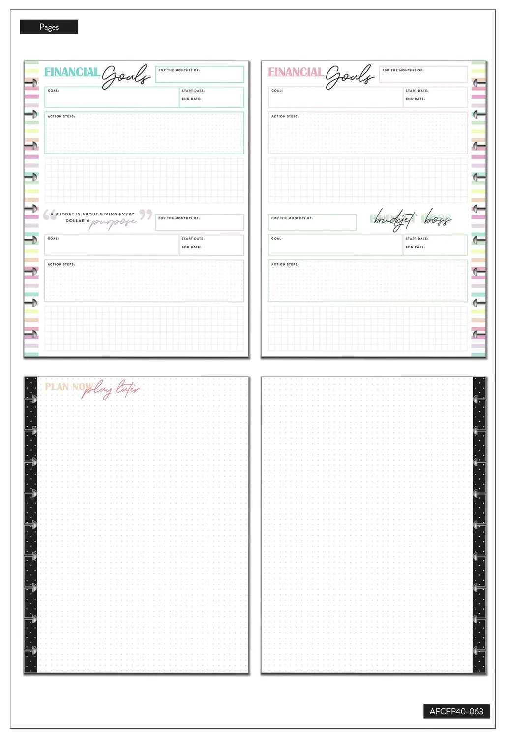 Happy Planner Budget papier recharge Classic 40 feuilles