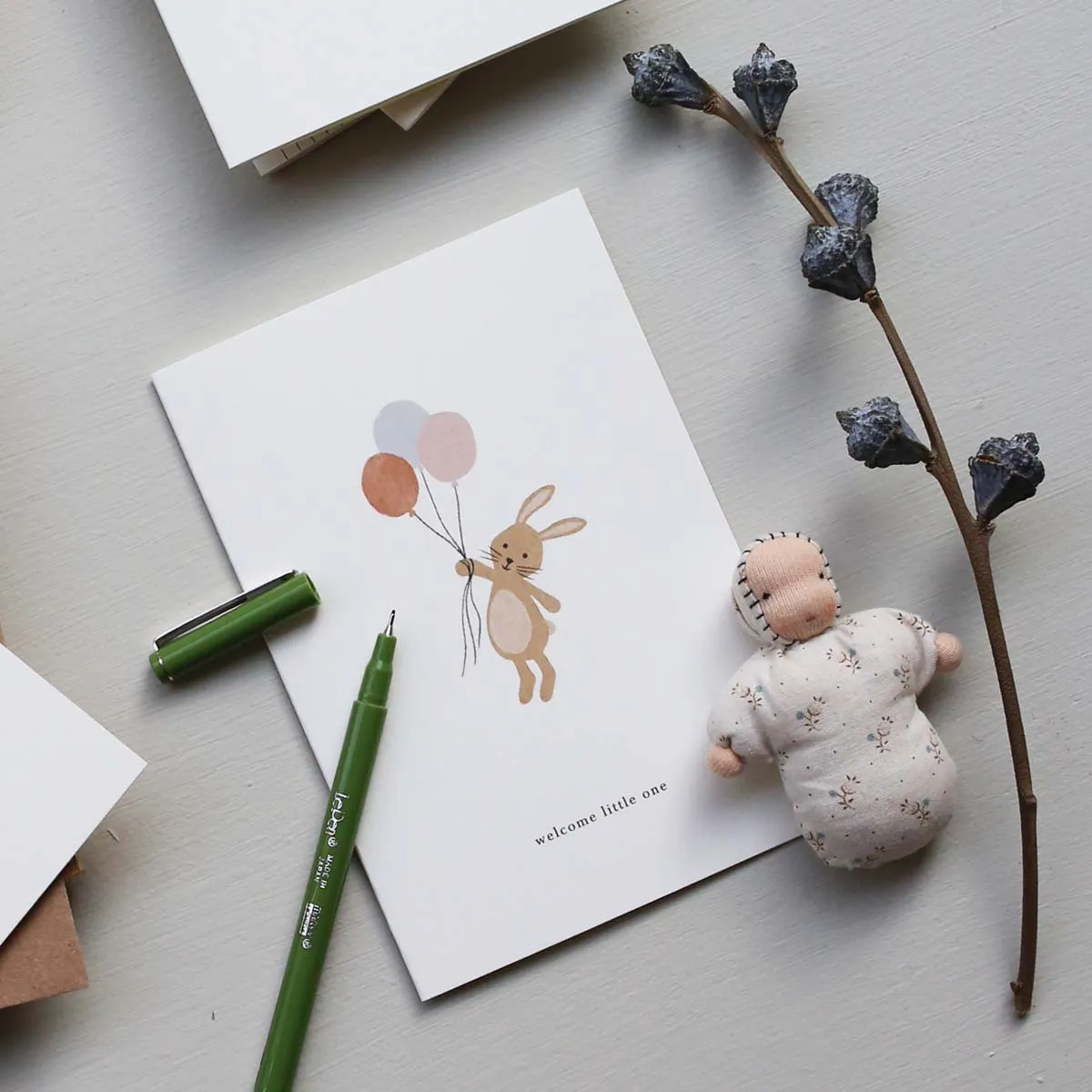 Kartotek Bunny carte naissance lapin welcome little one