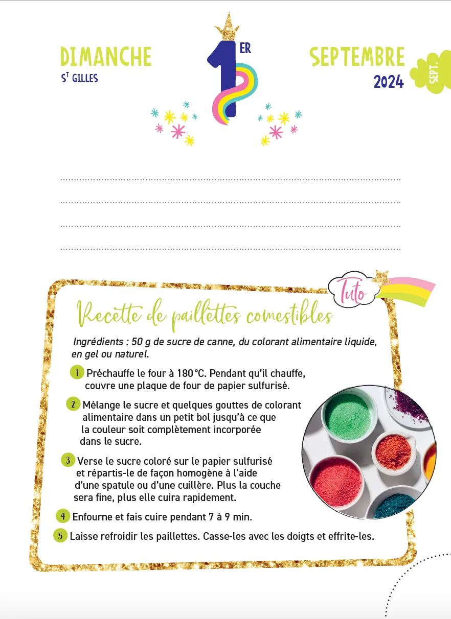Frigobloc Paillettes et Licornes 2024-2025 agenda créatif