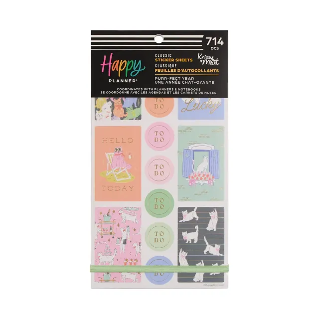 Happy Planner Purrfect Cats carnet stickers 30 feuilles 714 pièces