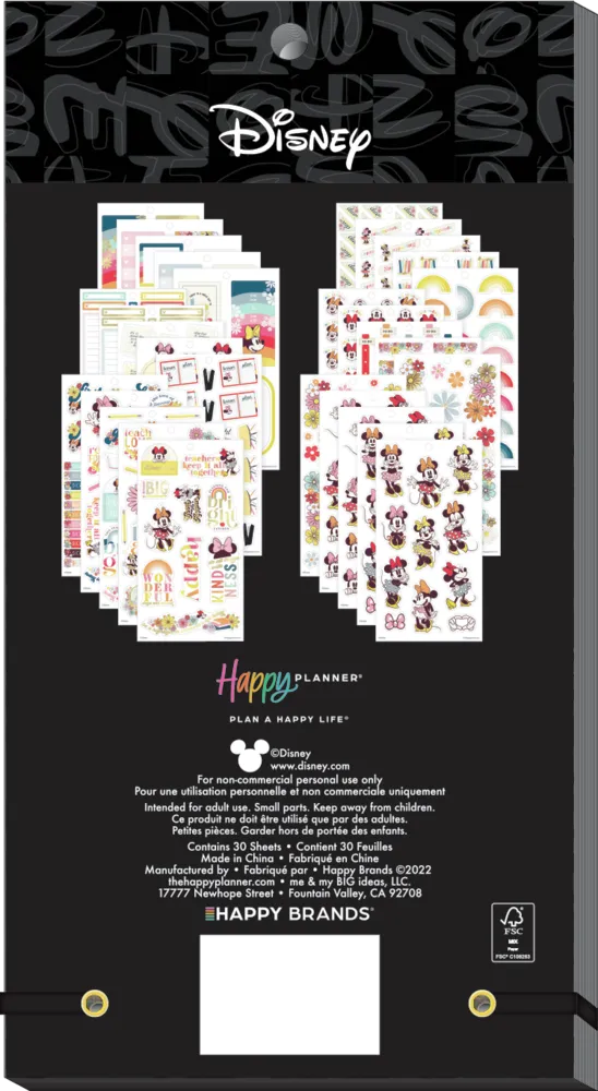 Happy Planner Disney Minnie Teacher stickers Big 515 arc-en-ciel