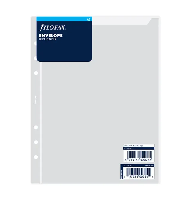 Filofax pochette transparente A5 ouverture haute