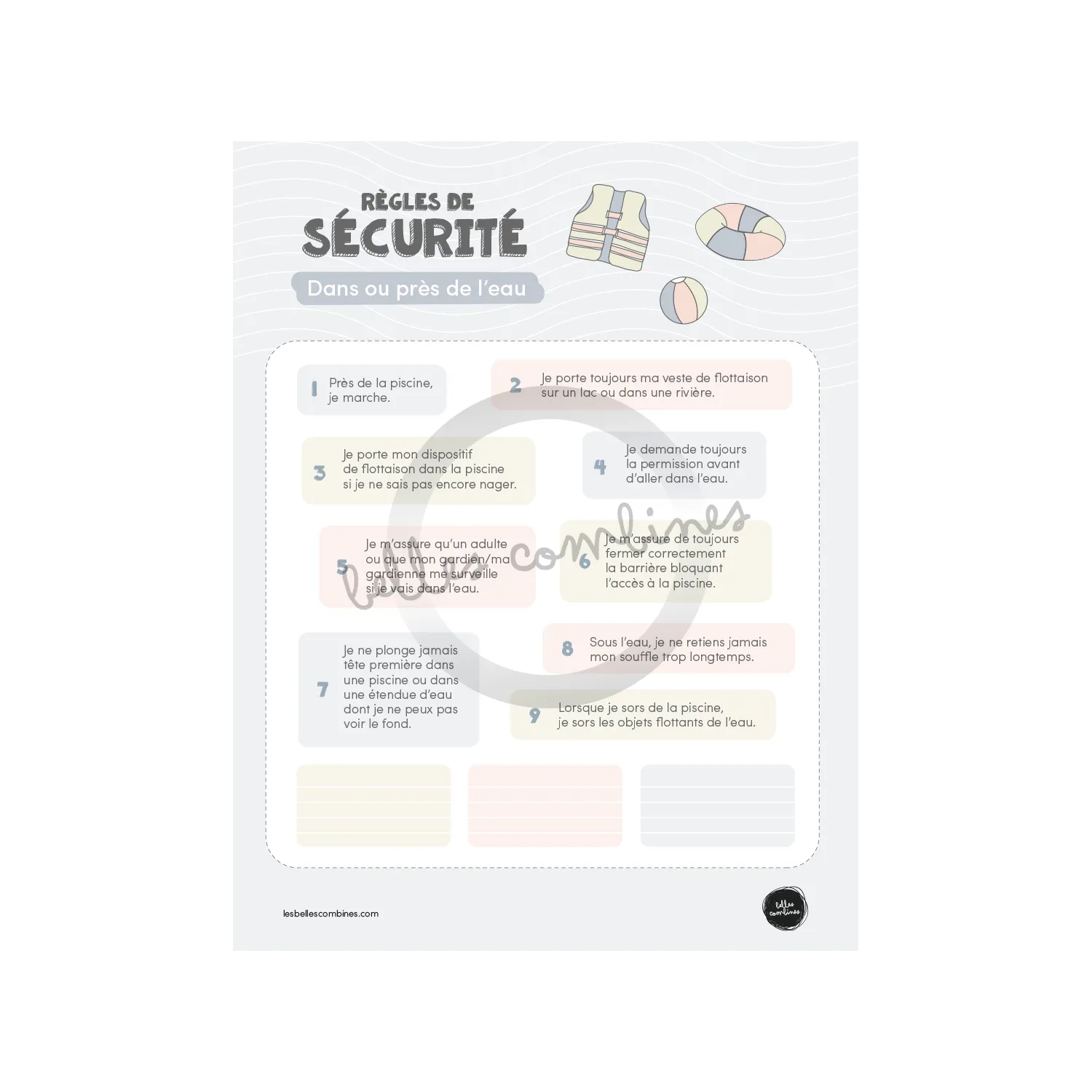 Les Belles Combines Dans ou près de l’eau affiche à imprimer française