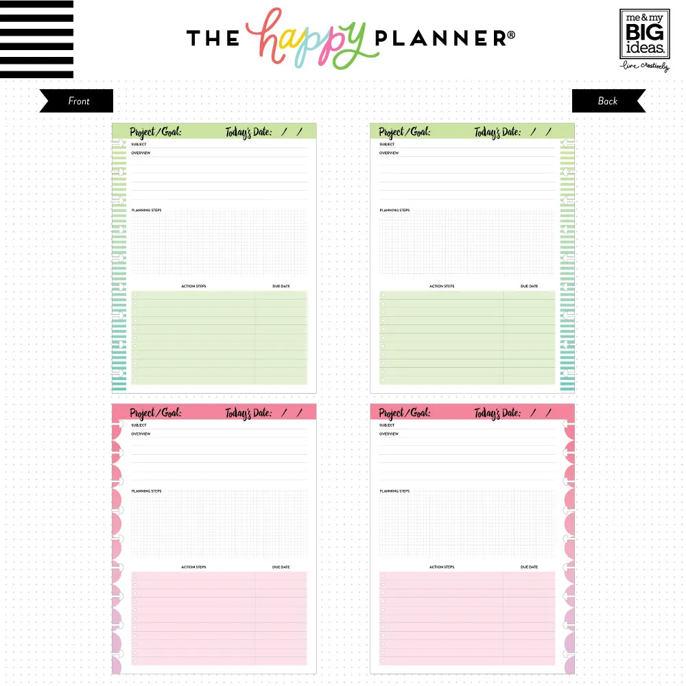 Happy Planner Project papier recharge Classic 40 feuilles