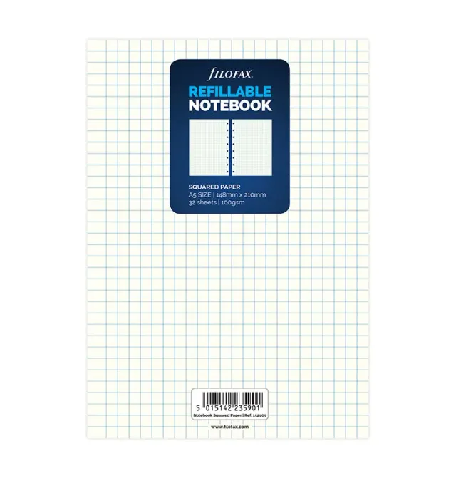 Filofax Notebook recharge A5 feuilles à carreaux