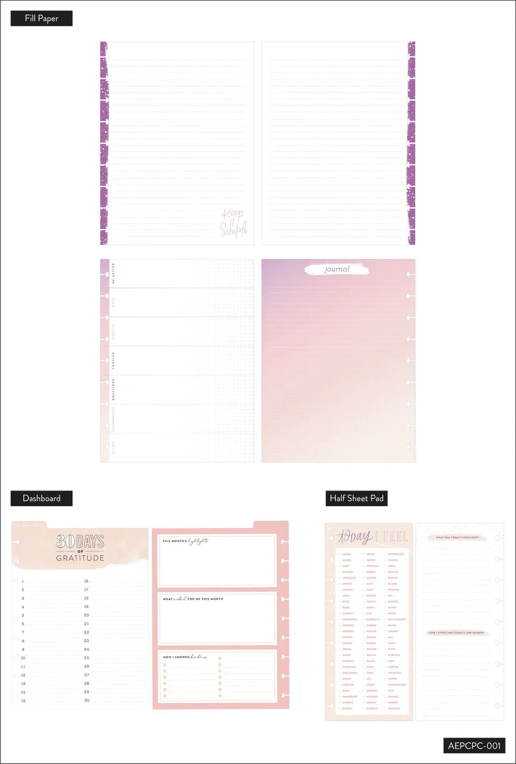 Happy Planner Recovery Progress compagnon Classic accessoires bien-être