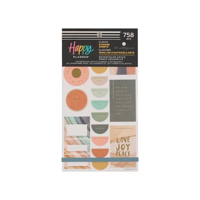 Me & my big ideas Happy Planner Watercolor Grace lot stickers foi