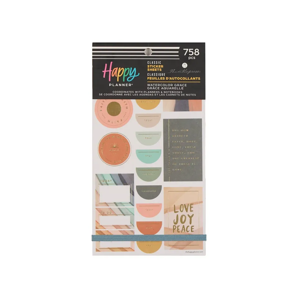 Me & my big ideas Happy Planner Watercolor Grace lot stickers foi
