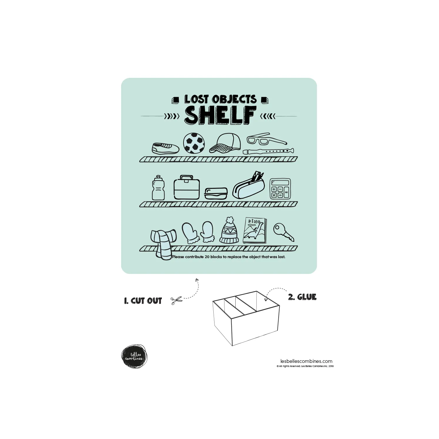 Les Belles Combines Rayon objets perdus affiche 20 jetons bilingue