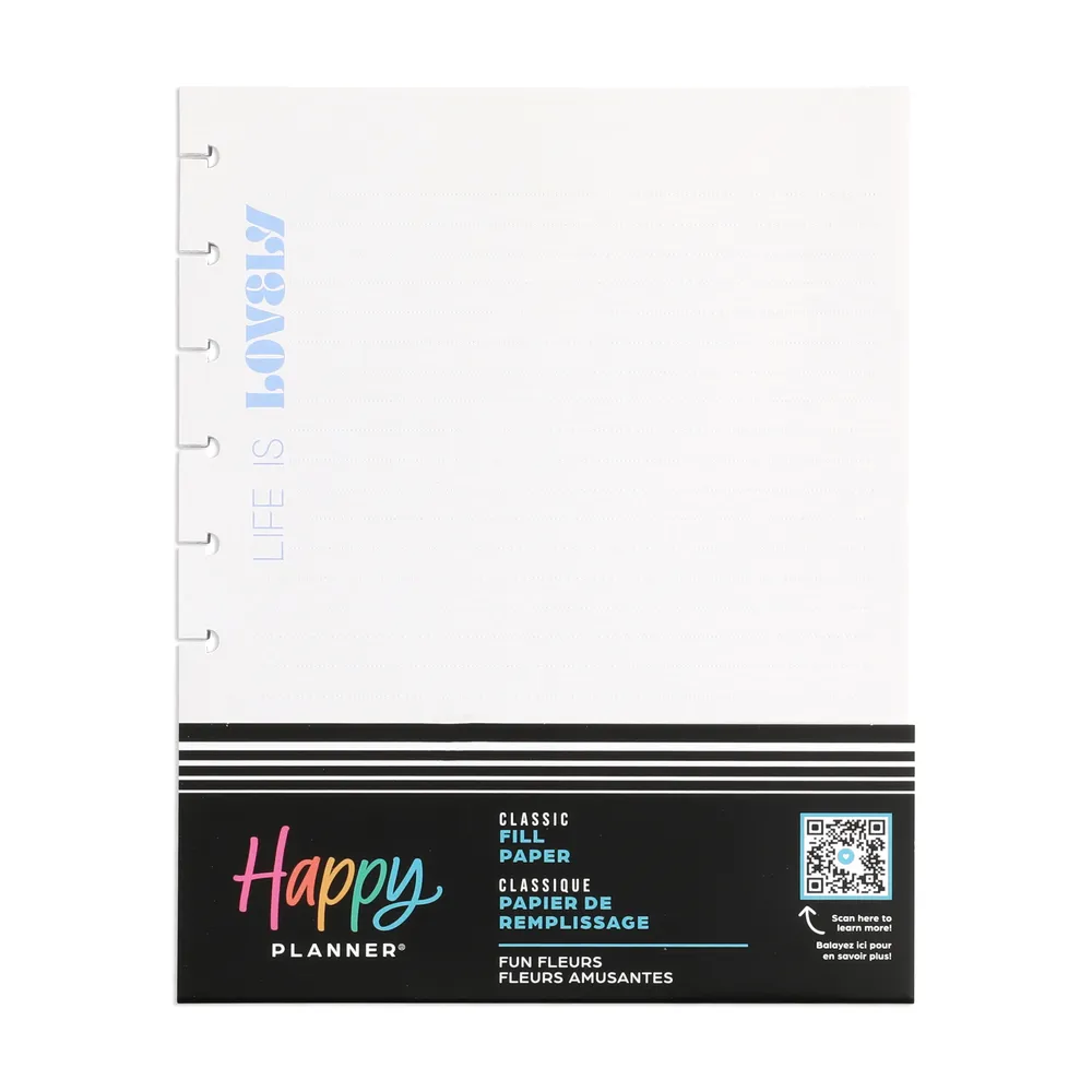 Happy Planner Fun Fleurs Classic papier recharge 40 feuilles fleuri