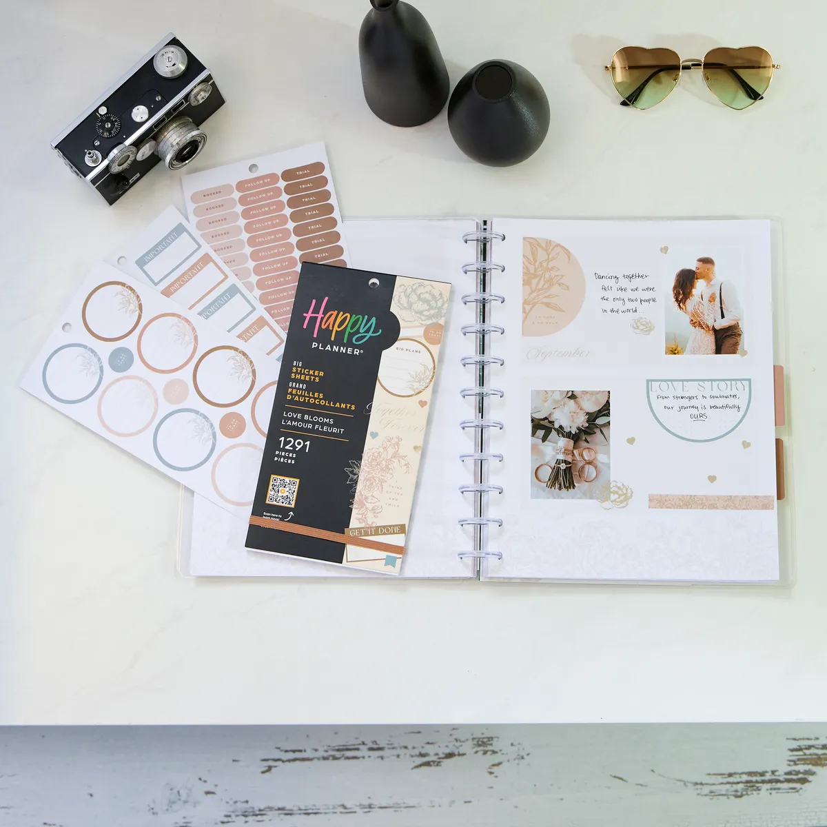 Happy Planner Love Blooms stickers mariage Big 1291 pièces