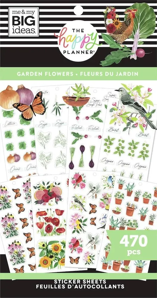 Happy Planner Garden Florals stickers 30 planches 470 autocollants