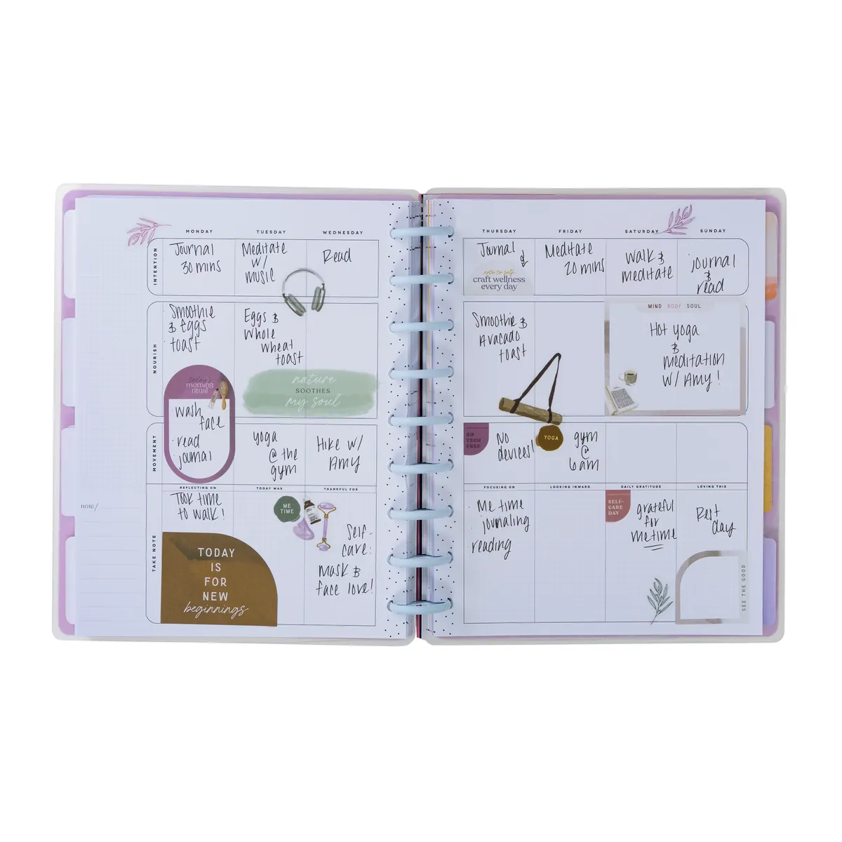 Happy Planner Radiant Soul planner bien-être non daté 12 mois