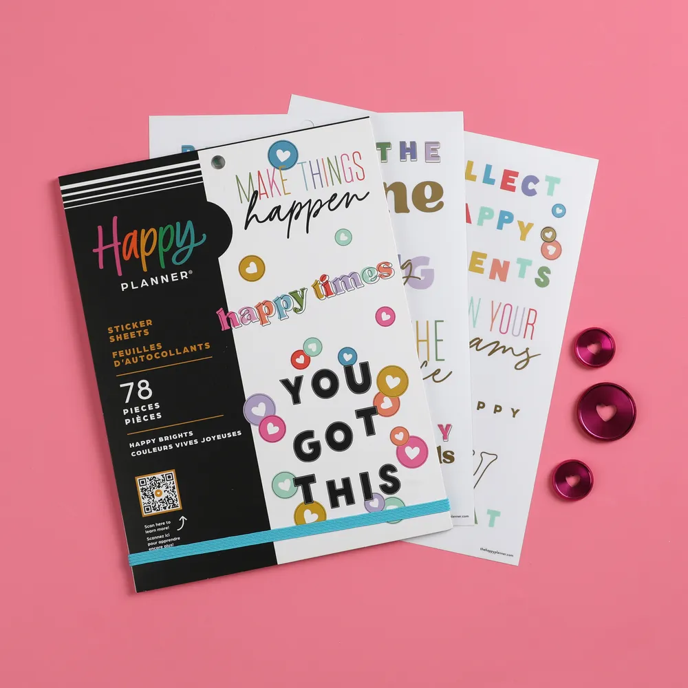 Happy Planner Happy Brights stickers Large 30 planches citations