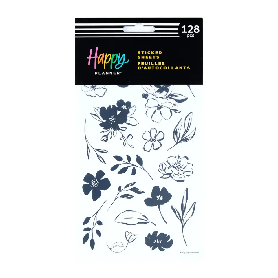 Happy Planner Sketchy Florals stickers 10 feuilles 128