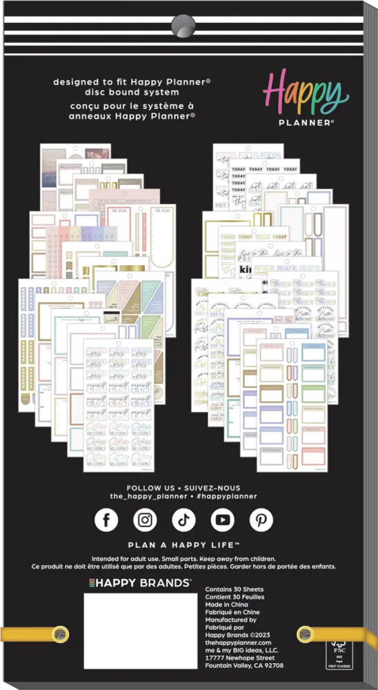 Happy Planner Recovery stickers value pack 30 feuilles 1040 motivation