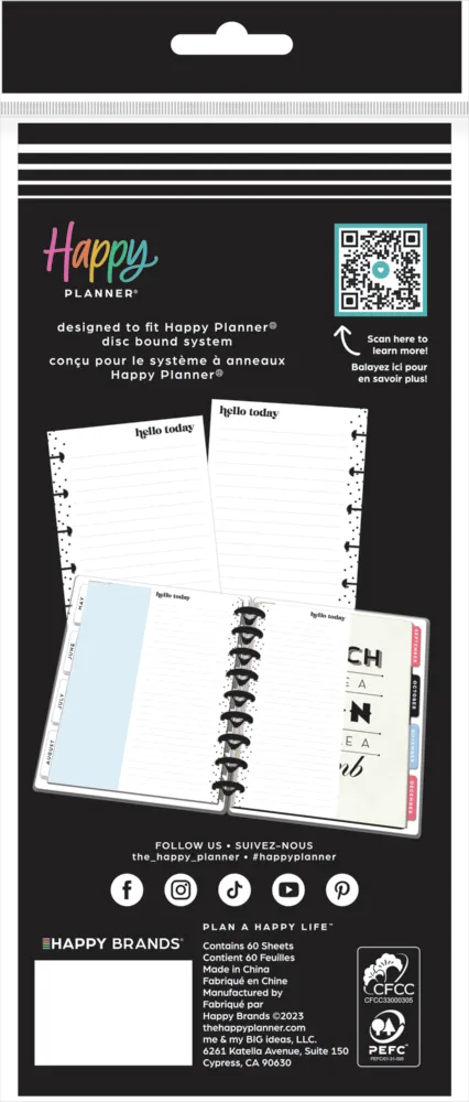 Happy Planner Simple Essentials recharge papier pointillé 60 feuilles