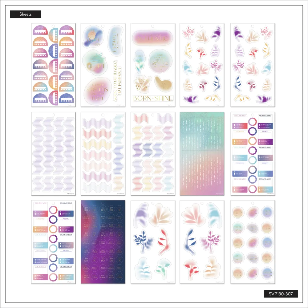 Happy Planner New Aura Wellness stickers Classic 495 pièces