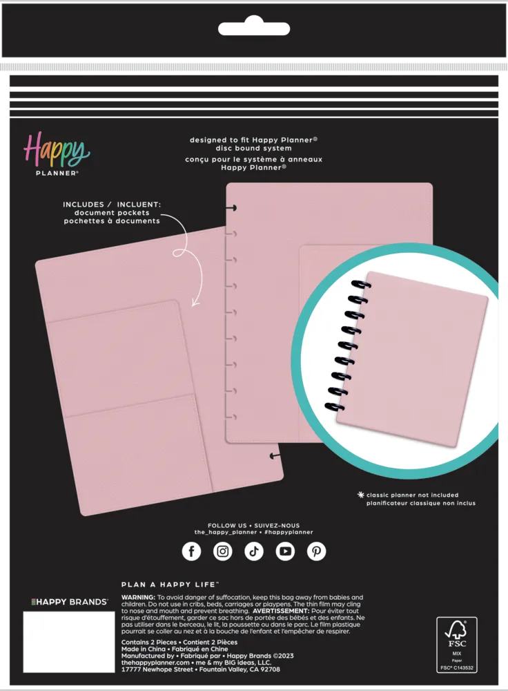 Happy Planner Classic Blush Deluxe couverture agenda simili cuir