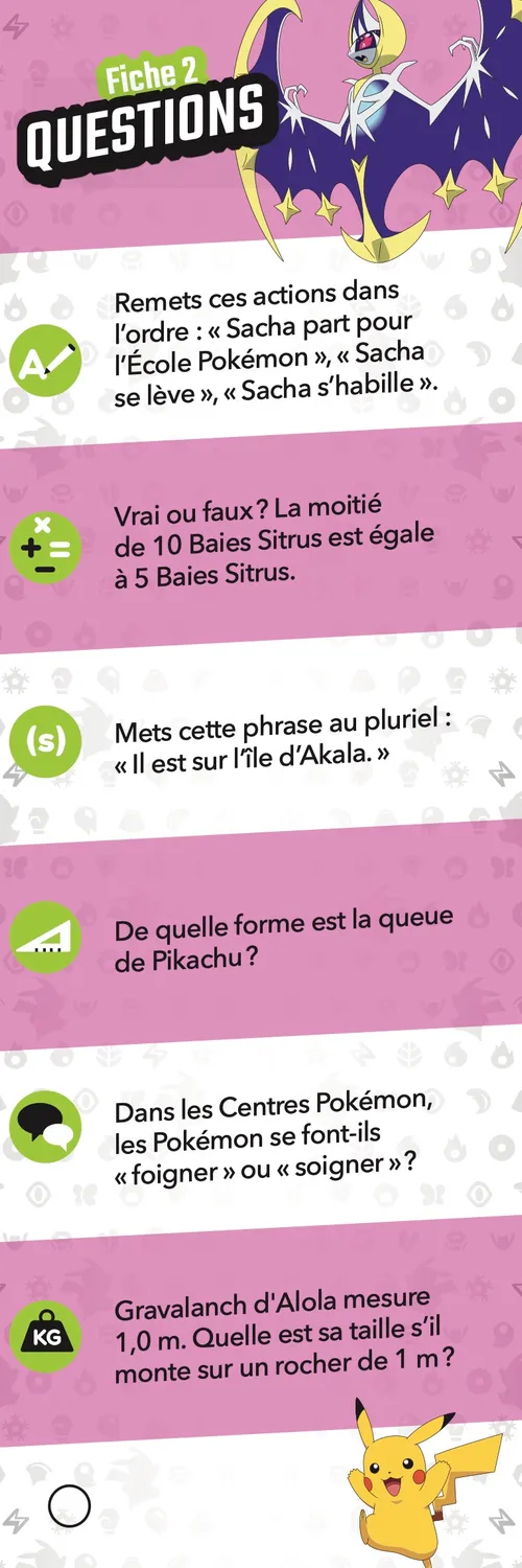 Frigobloc Incollables Pokémon CE1 éventail quiz 6-7 ans