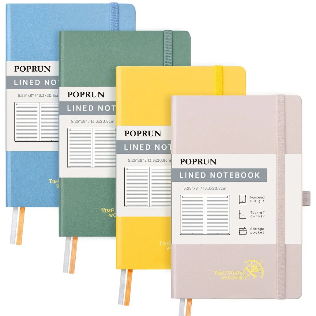 Poprun CH127L carnet ligné A5 rigide lot de 4 pastel