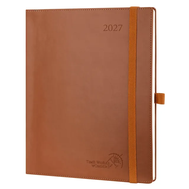 Poprun CELK7-27 agenda hebdomadaire 2027 marron grand format