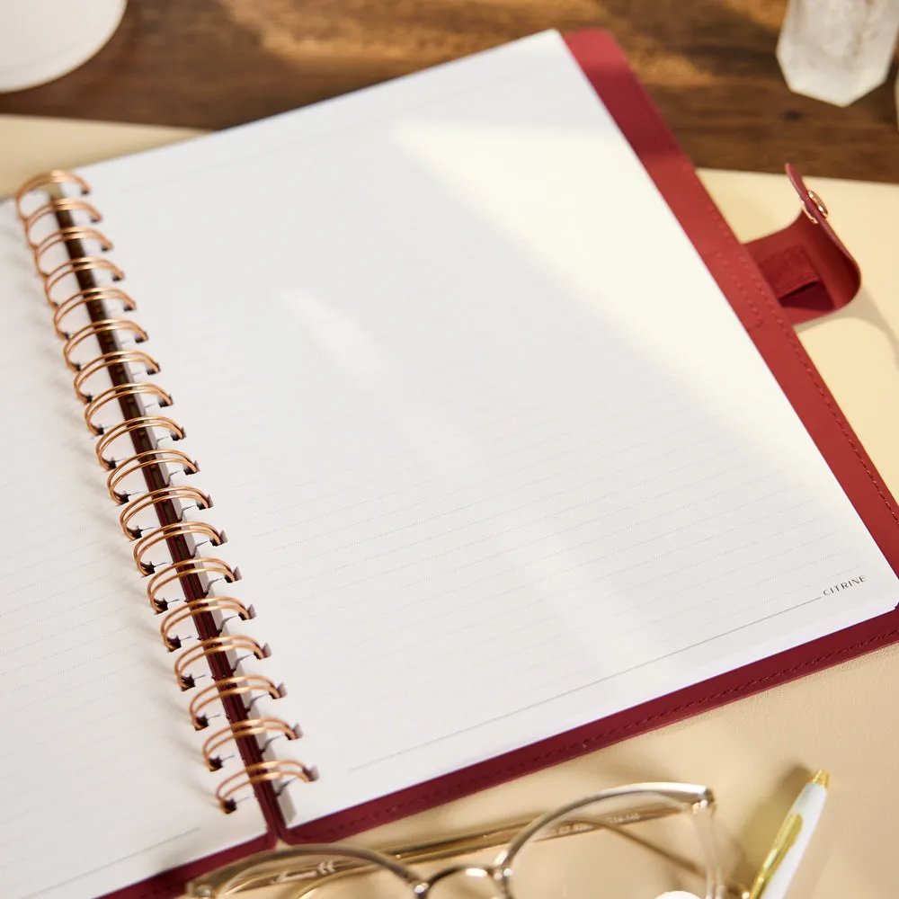 Happy Planner Citrine Burgundy carnet spirale Classic cuir vegan pointillé