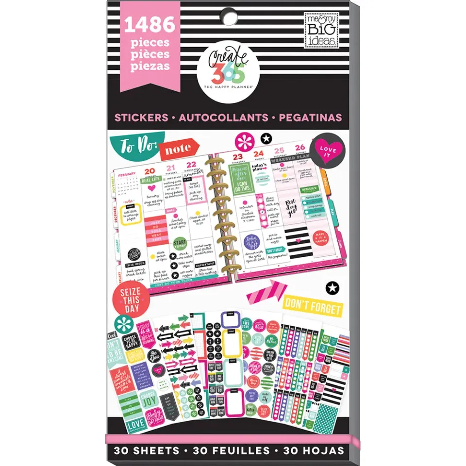 Happy Planner Everyday Plans carnet stickers 30 feuilles 1486 pièces
