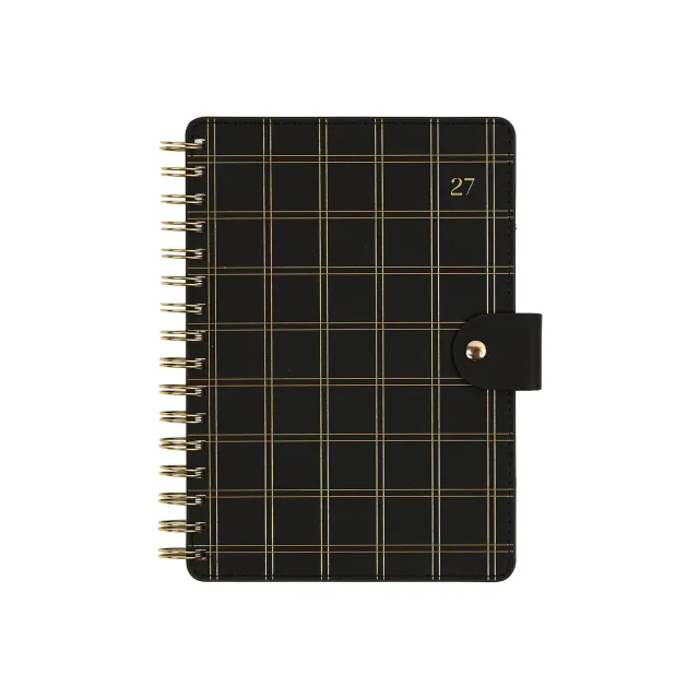Happy Planner Citrine Midnight Plaid agenda spiralé A5 2027 pro 12 mois