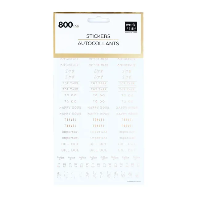 Happy Planner Work + Life Onyx stickers travail 8 planches