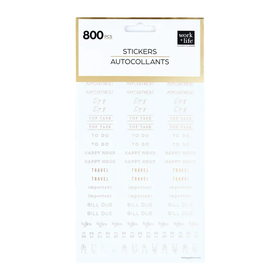 Happy Planner Work + Life Onyx stickers travail 8 planches