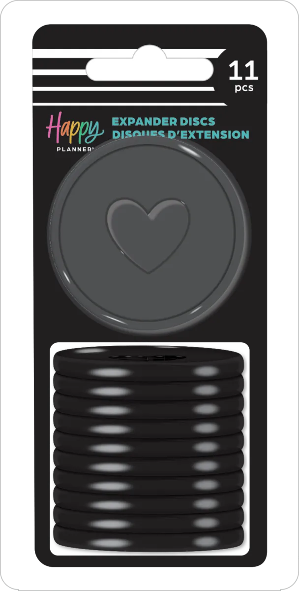 Happy Planner Black disques expander plastiques noirs x11