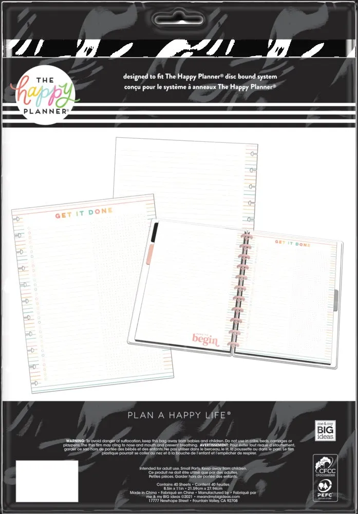 Happy Planner Get It Done Big recharge papier 40 feuilles ligné
