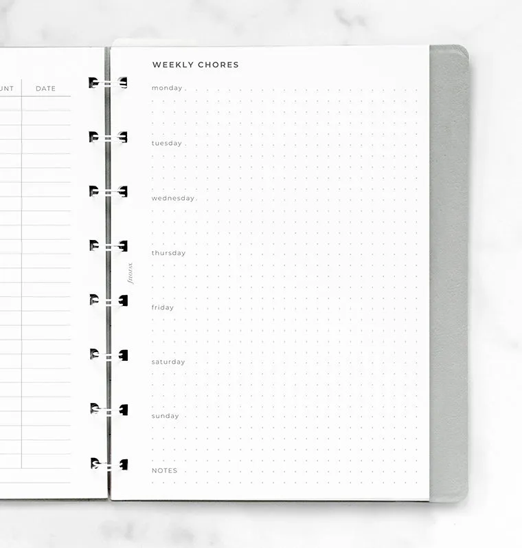 Filofax Planner Maison recharge notebook A5 ménage
