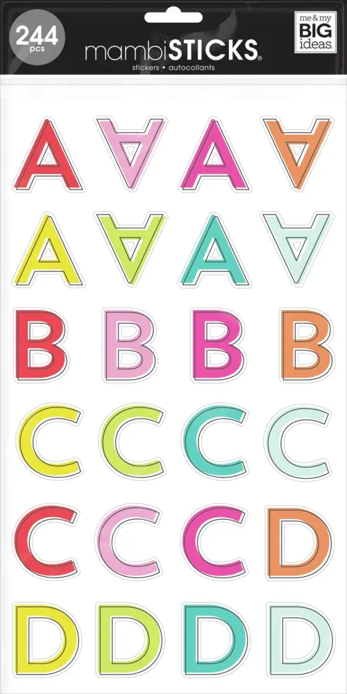 Happy Planner Uppercase Rainbow stickers lettres majuscules arc-en-ciel