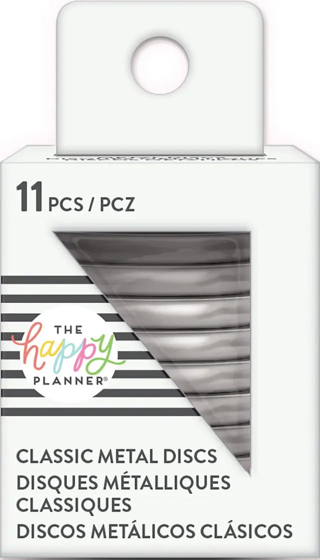 Happy Planner Metal disques Medium argent x11 extensible