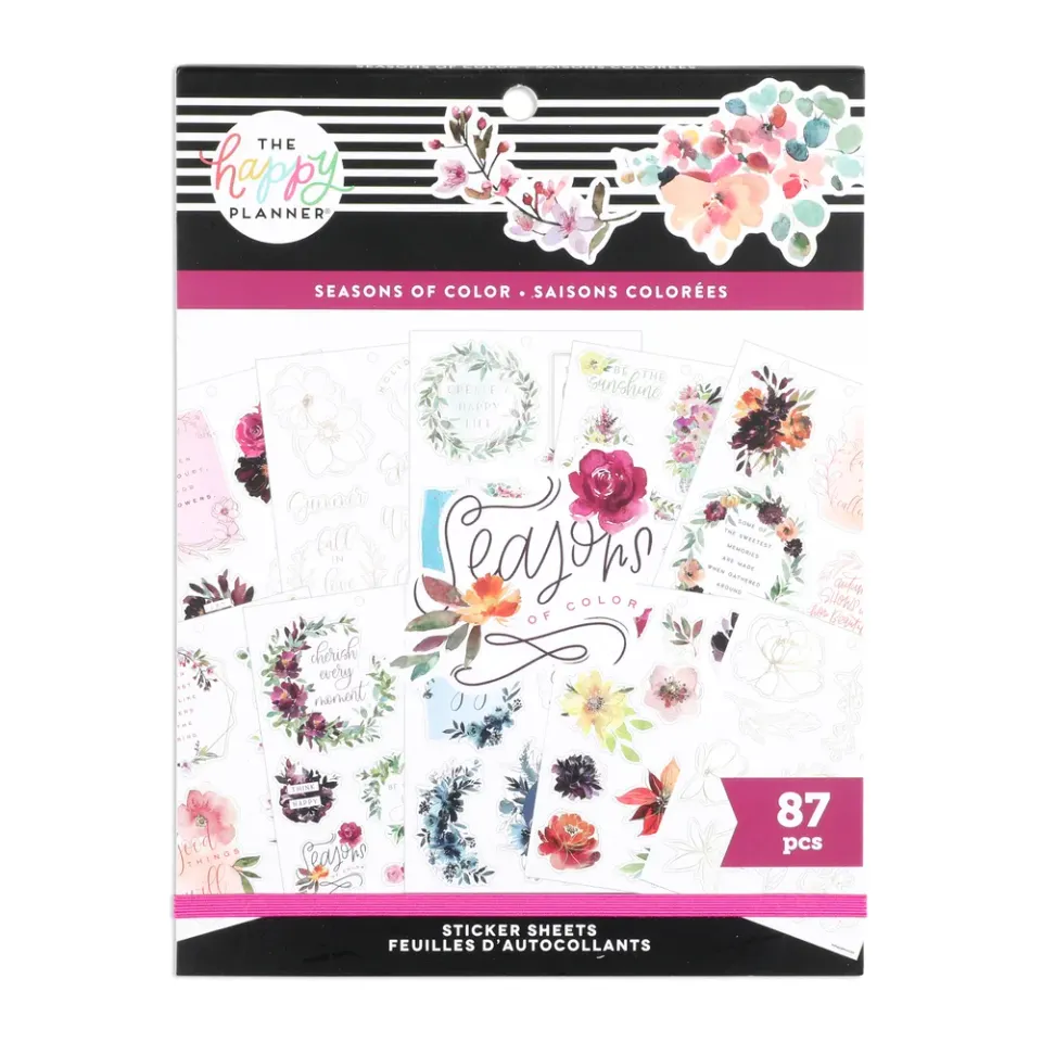 Happy Planner Seasonal Watercolor stickers grand format 87 pièces