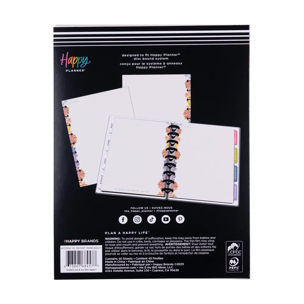 Happy Planner Spring Market recharge classic pointillé ligné 40 feuilles