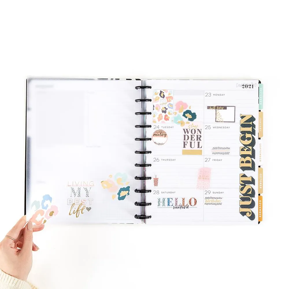 Happy Planner Big guide stickers transparent 10 planches mise en page