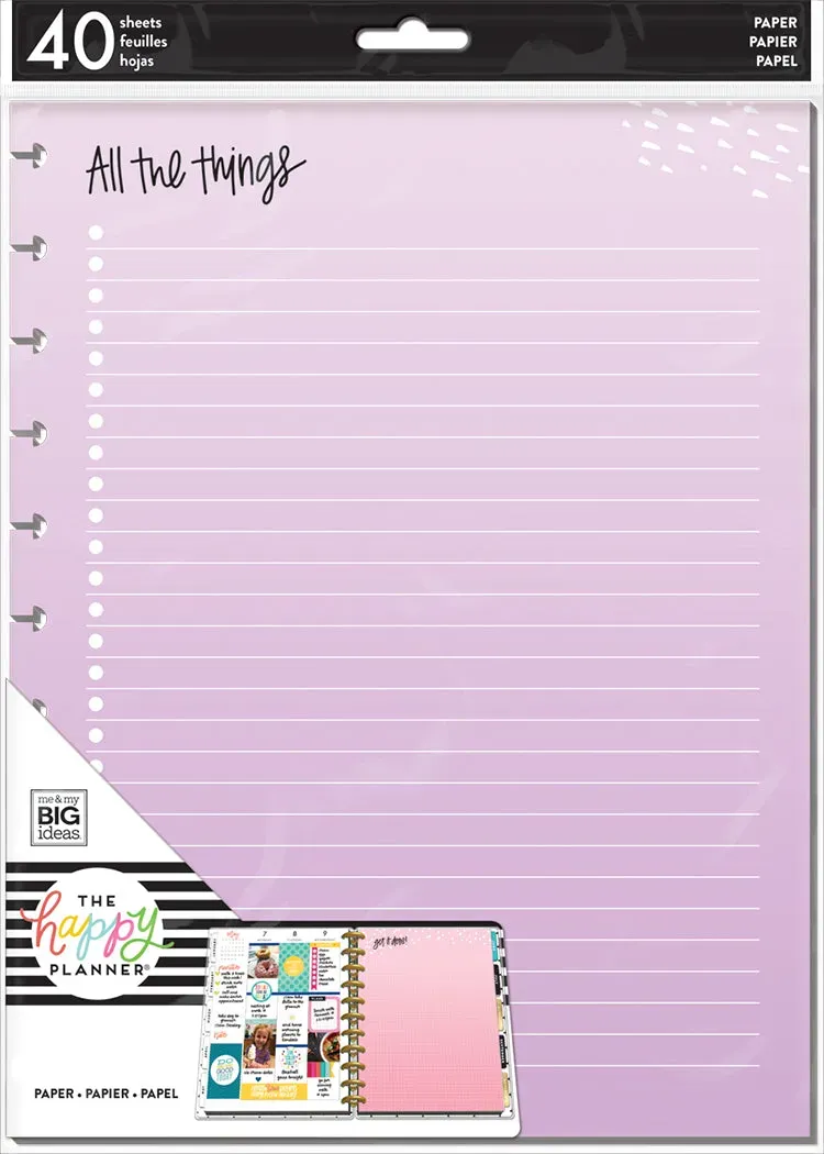 Happy Planner Colored Fill Paper recharge BIG 40 feuilles