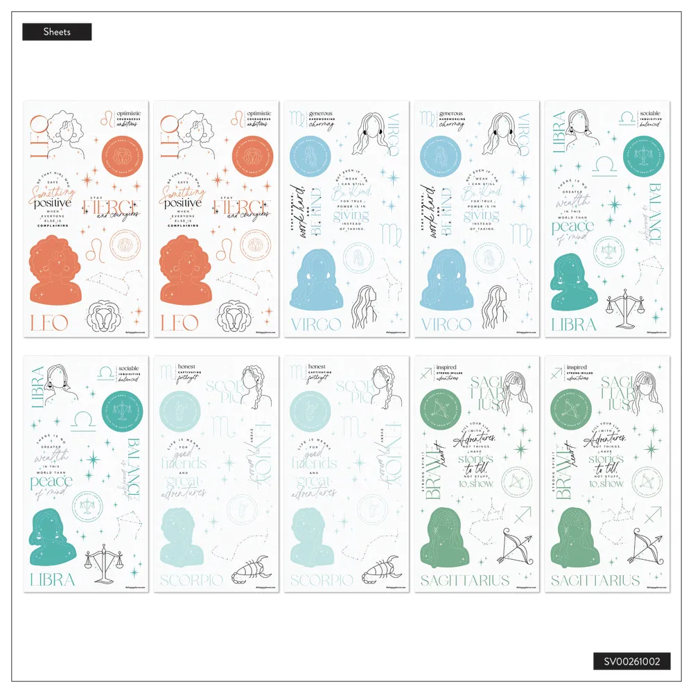 Happy Planner Zodiac Stargazer stickers mega 100 planches doré