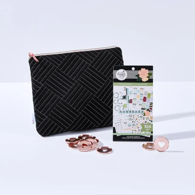 Happy Planner Homebody housse agenda zippée noire + stickers