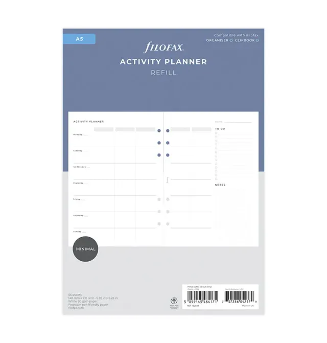 Filofax Classic Activity Planner recharge A5 minimal