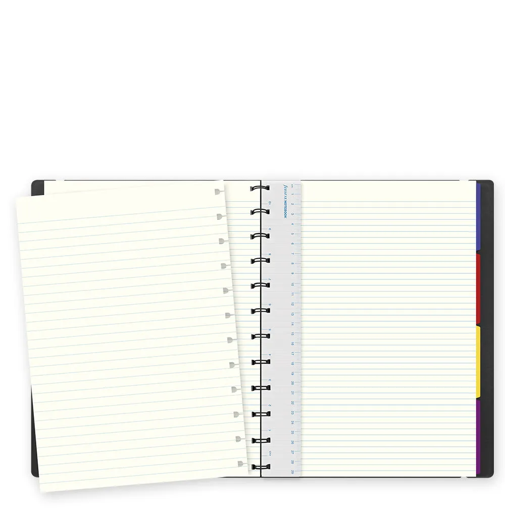 Filofax Notebook A4 carnet noir à spirale simili-cuir