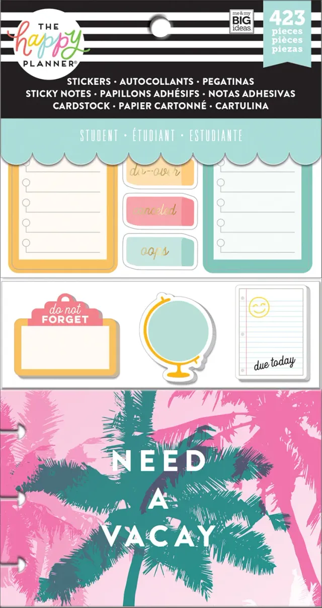 Happy Planner Stay Sharp pack accessoires étudiant stickers notes
